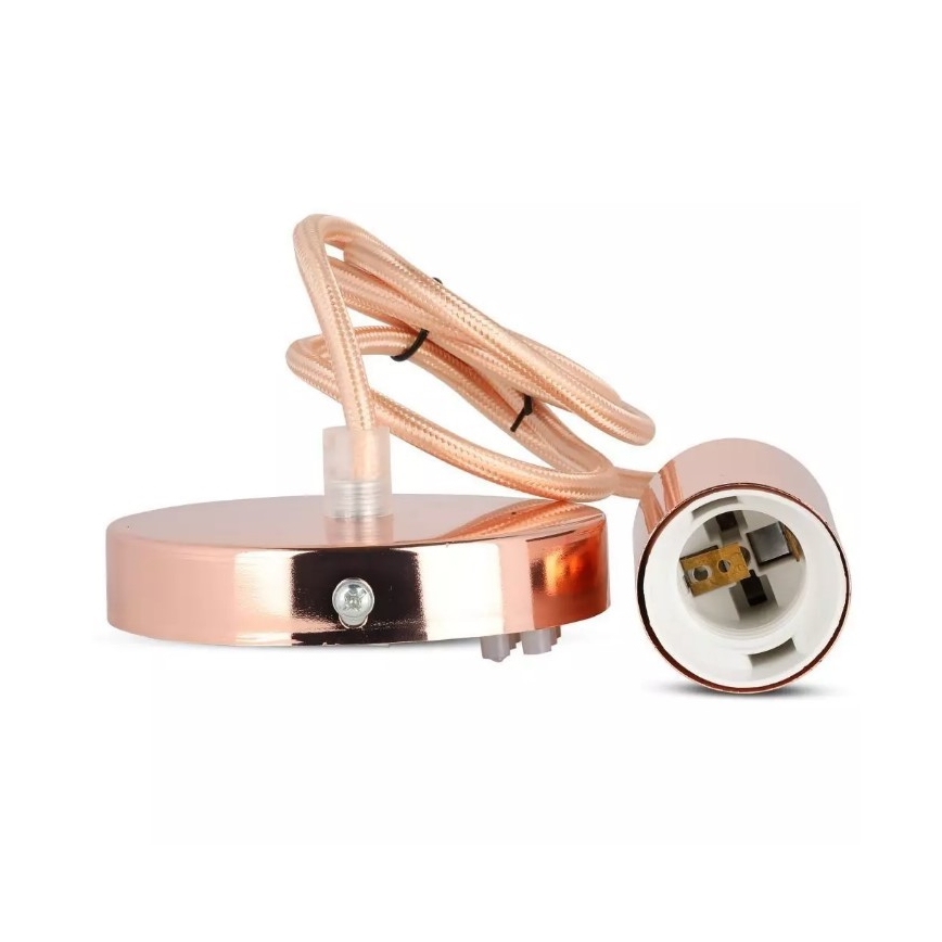 Lestenec na vrvici 1xE27/60W/230V rosegold