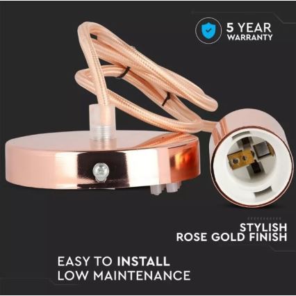 Lestenec na vrvici 1xE27/60W/230V rosegold