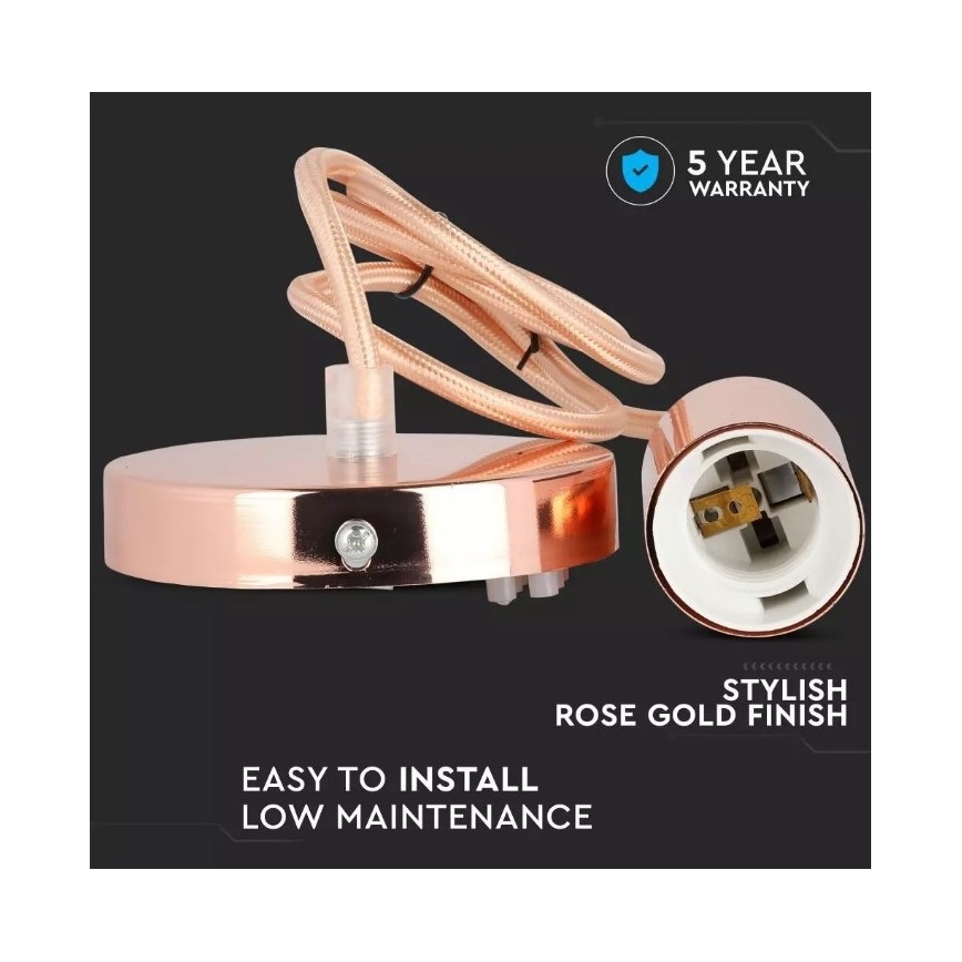 Lestenec na vrvici 1xE27/60W/230V rosegold