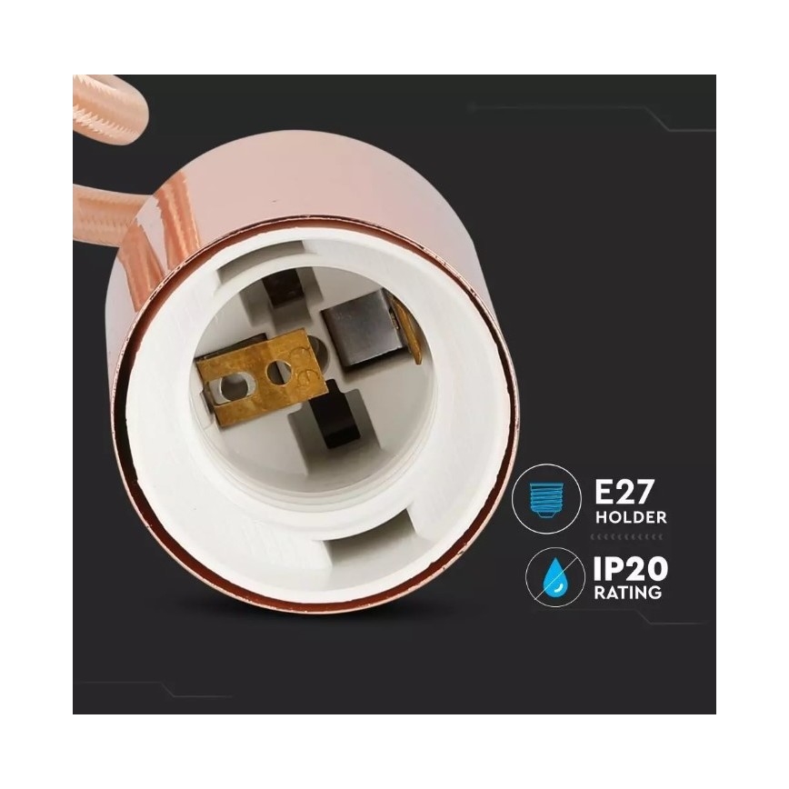 Lestenec na vrvici 1xE27/60W/230V rosegold
