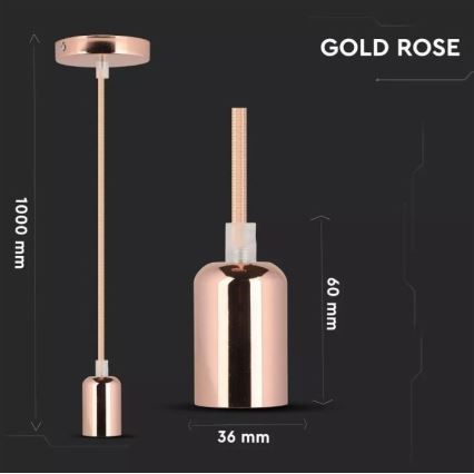 Lestenec na vrvici 1xE27/60W/230V rosegold