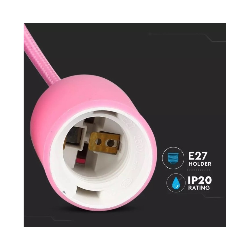 Lestenec na vrvici 1xE27/60W/230V roza