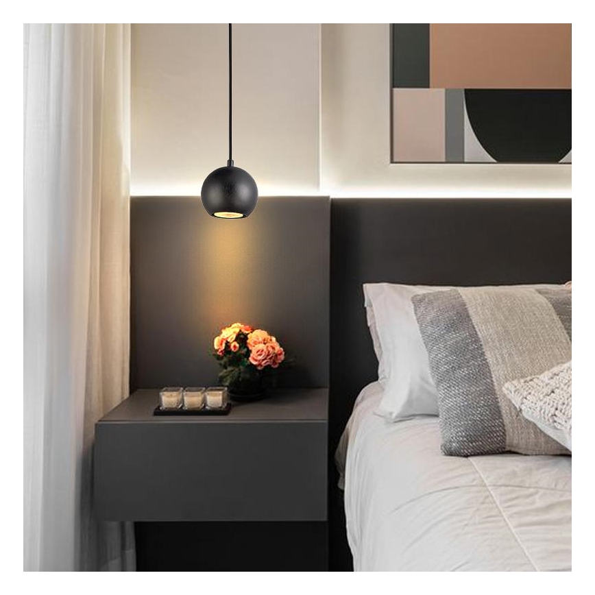 Lestenec na vrvici 1xGU10/10W/230V pepel/trden les črna