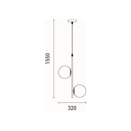 Lestenec na vrvici 2xE27/40W/230V medenina