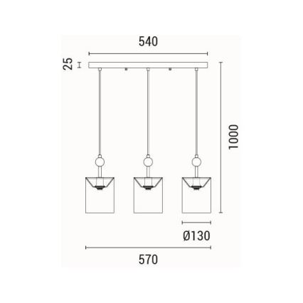 Lestenec na vrvici 3xE14/15W/230V