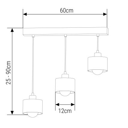 Lestenec na vrvici 3xE27/35W/230V črna