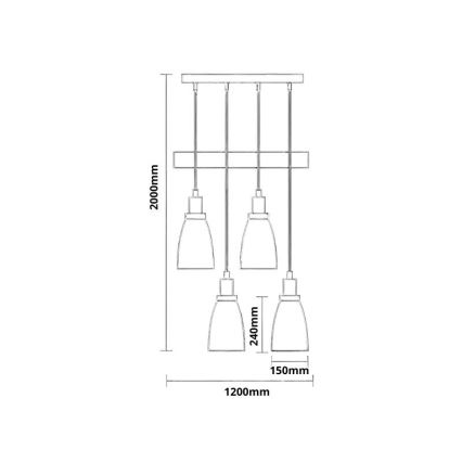 Lestenec na vrvici 4xE27/60W/230V baker