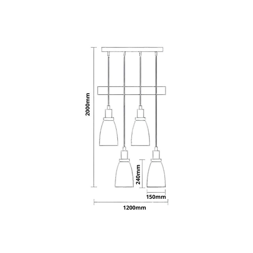 Lestenec na vrvici 4xE27/60W/230V baker