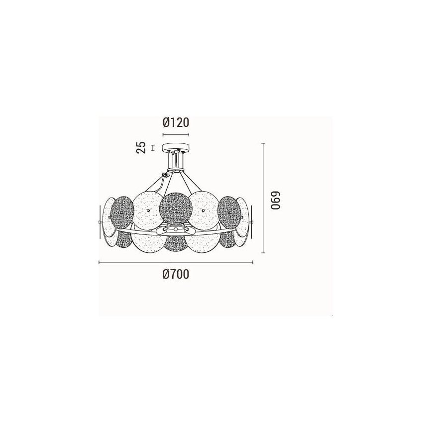 Lestenec na vrvici 8xE14/40W/230V