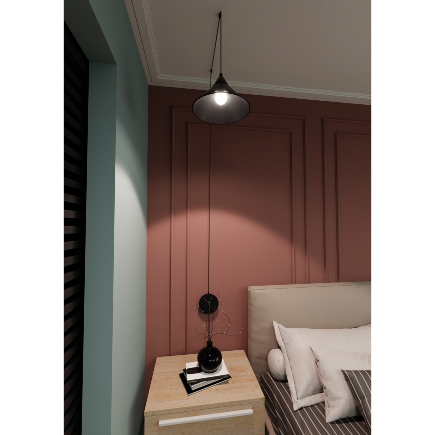 Lestenec na vrvici ABRAMO 1xE27/15W/230V črna