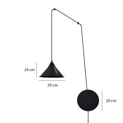 Lestenec na vrvici ABRAMO 1xE27/15W/230V črna