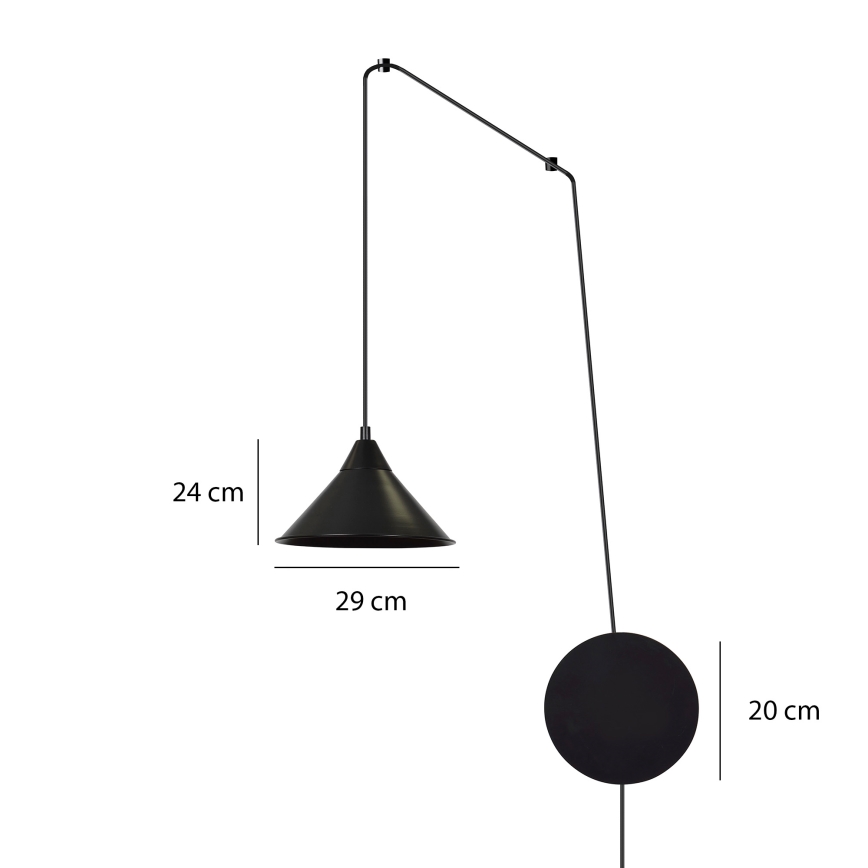 Lestenec na vrvici ABRAMO 1xE27/15W/230V črna