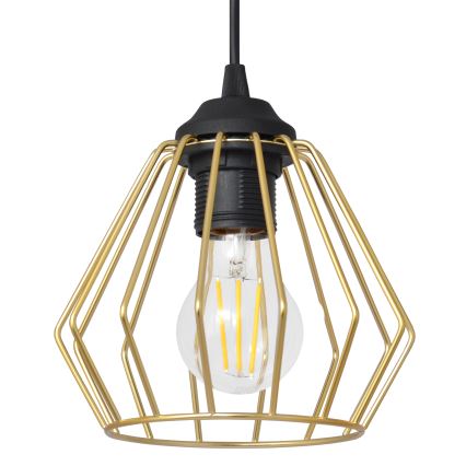 Lestenec na vrvici AGAT 1xE27/15W/230V zlata/črna