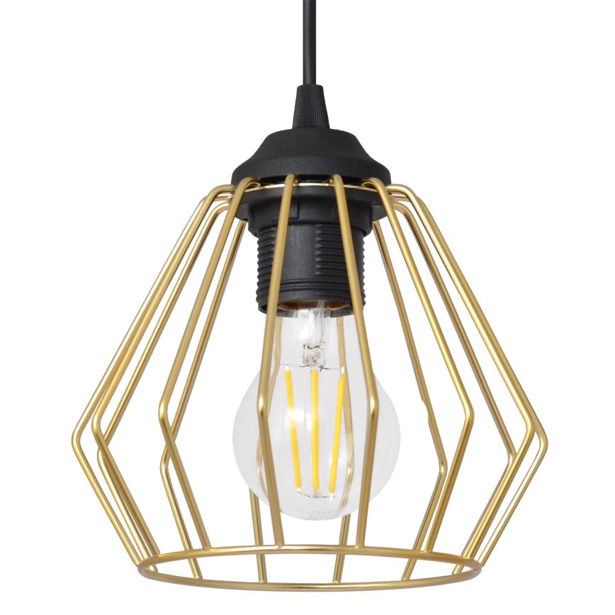 Lestenec na vrvici AGAT 1xE27/15W/230V zlata/črna