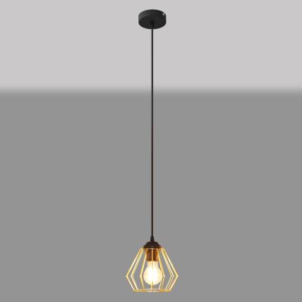 Lestenec na vrvici AGAT 1xE27/15W/230V zlata/črna