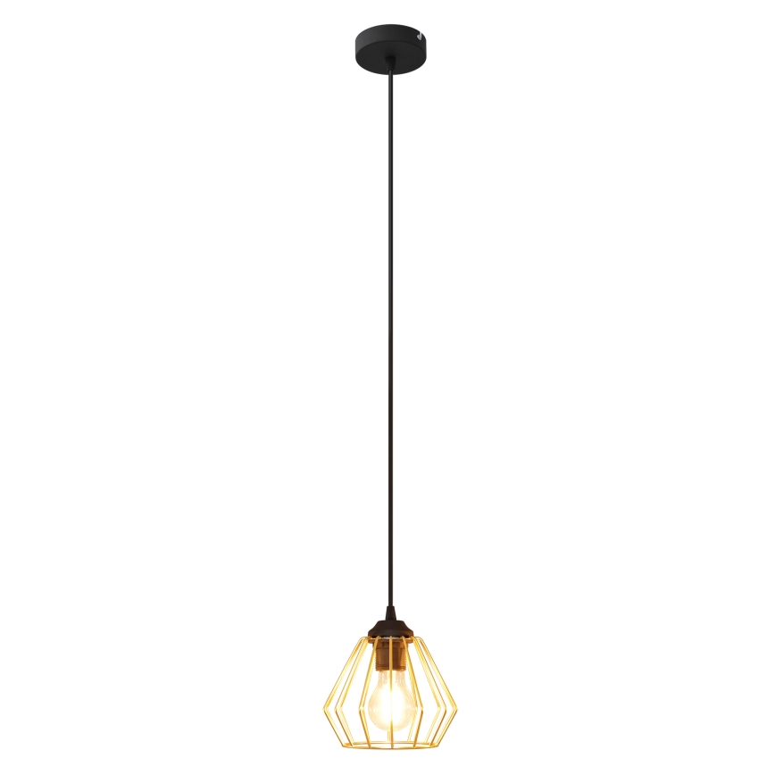 Lestenec na vrvici AGAT 1xE27/15W/230V zlata/črna