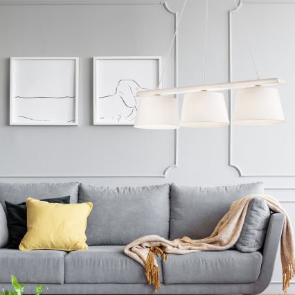 Lestenec na vrvici AIDA 3xE27/60W/230V hrast/bela