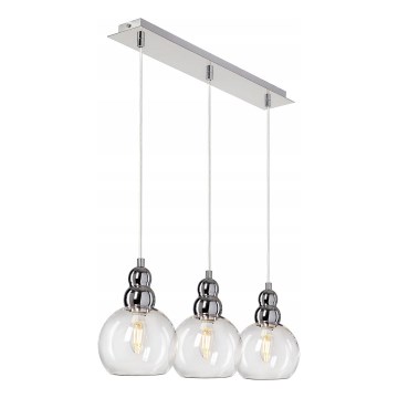 Lestenec na vrvici AKSO 3xE14/40W/230V srebrna