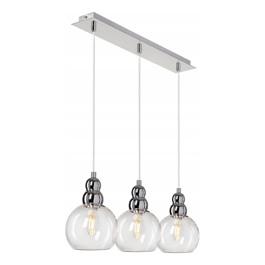 Lestenec na vrvici AKSO 3xE14/40W/230V srebrna