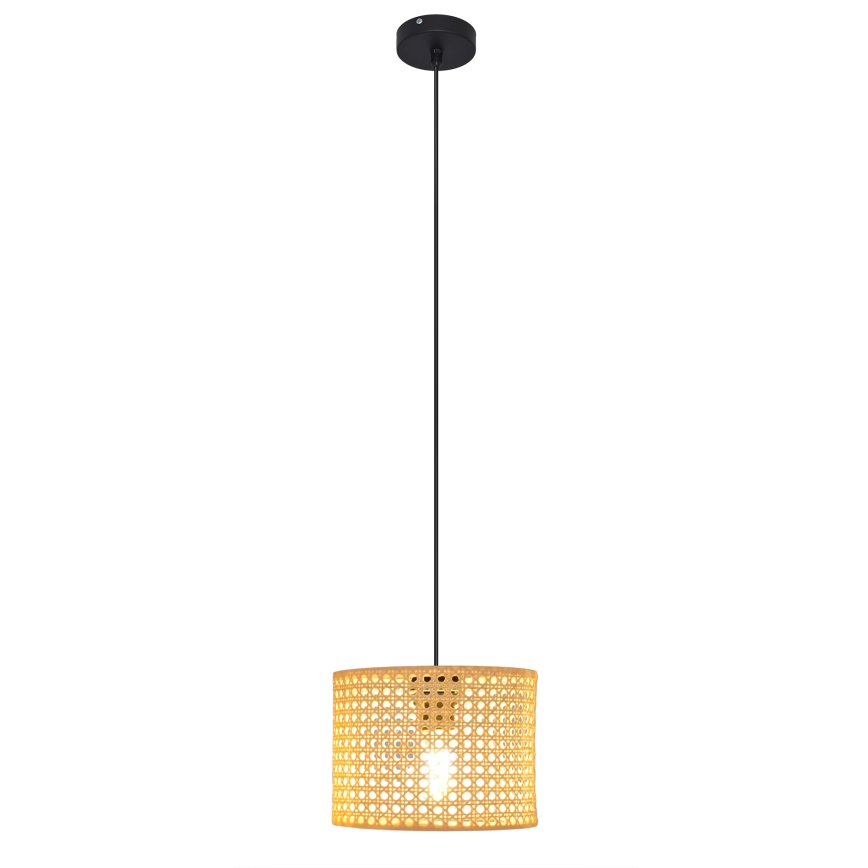 Lestenec na vrvici ALBA 1xE27/15W/230V pr. 20 cm ratan/črna