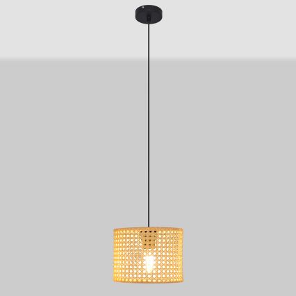 Lestenec na vrvici ALBA 1xE27/15W/230V pr. 20 cm ratan/črna