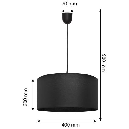 Lestenec na vrvici ALBA 1xE27/15W/230V pr. 40 cm črn