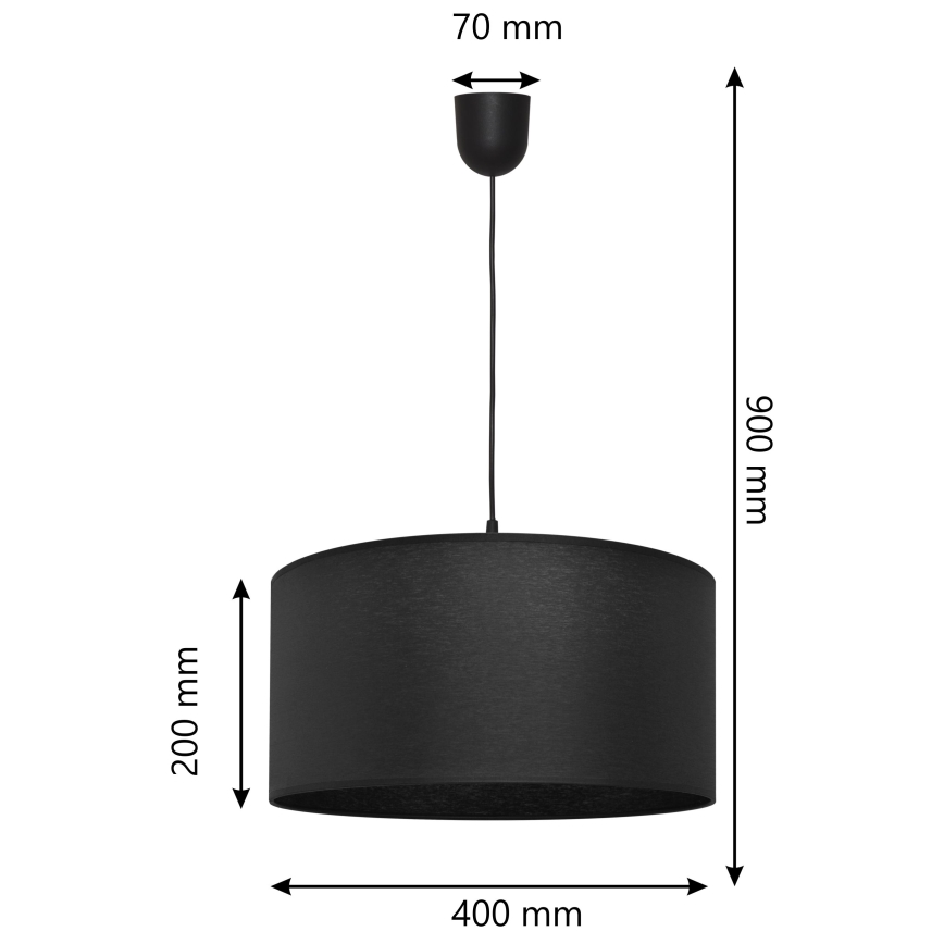 Lestenec na vrvici ALBA 1xE27/15W/230V pr. 40 cm črn