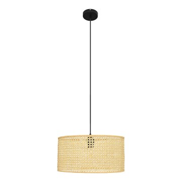 Lestenec na vrvici ALBA 1xE27/15W/230V pr. 40 cm ratan/črna
