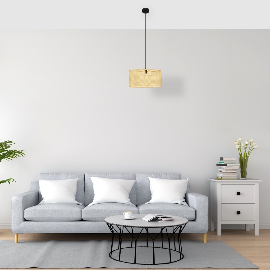 Lestenec na vrvici ALBA 1xE27/15W/230V pr. 40 cm ratan/črna