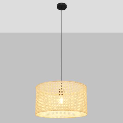 Lestenec na vrvici ALBA 1xE27/15W/230V pr. 45 cm ratan/črna