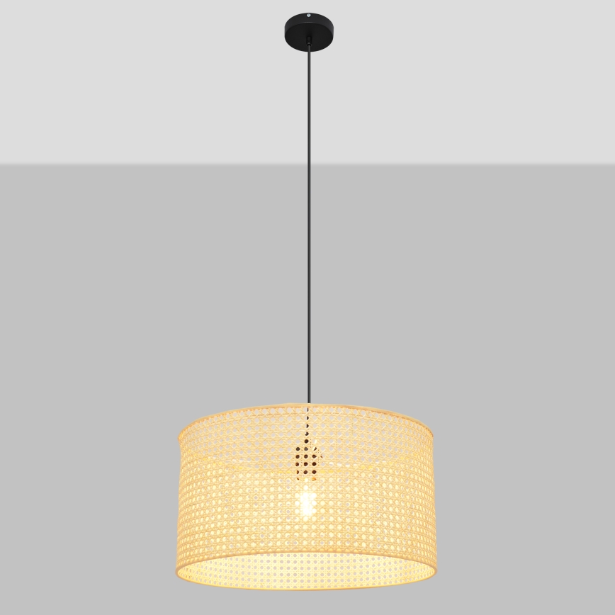 Lestenec na vrvici ALBA 1xE27/15W/230V pr. 45 cm ratan/črna