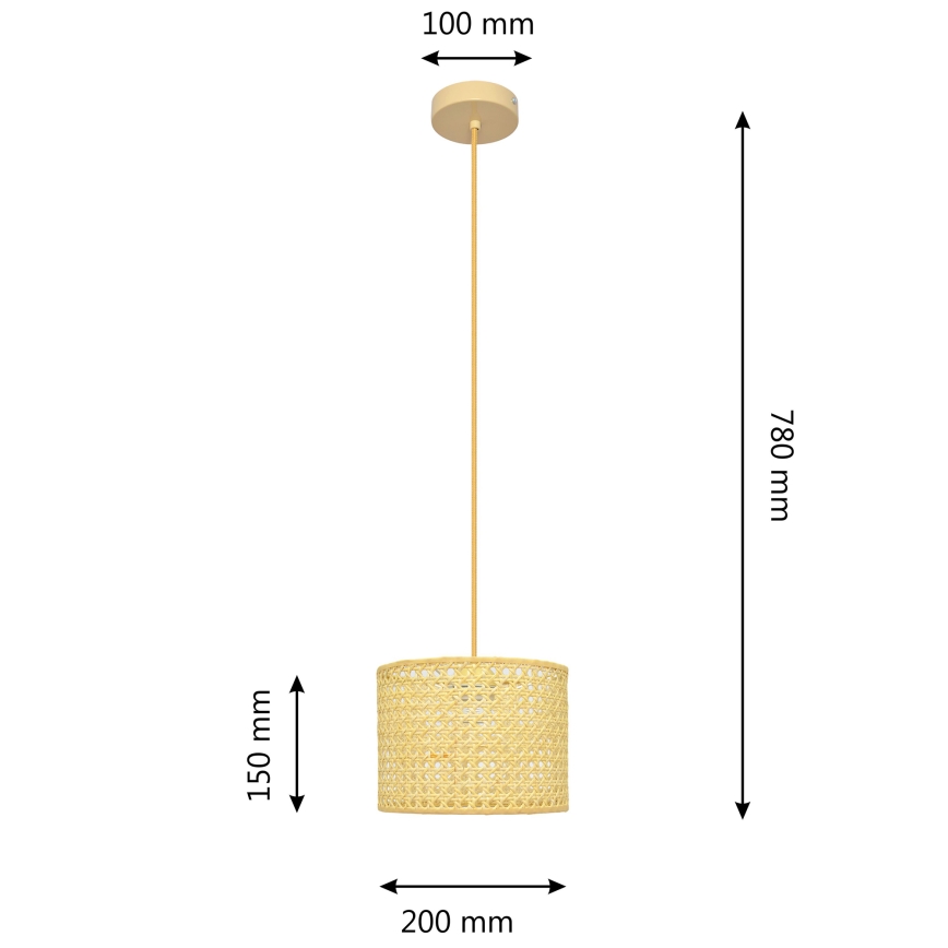 Lestenec na vrvici ALBA 1xE27/15W/230V premer 20 cm ratan