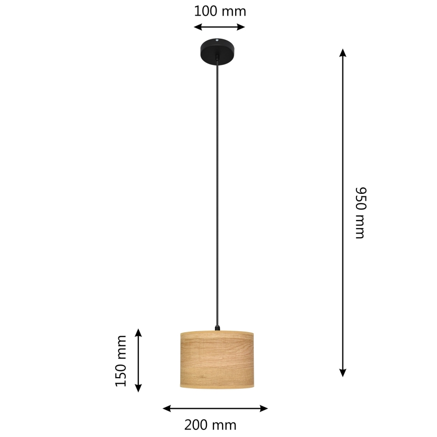 Lestenec na vrvici ALBA 1xE27/15W/230V premer 20 cm rjav/črn