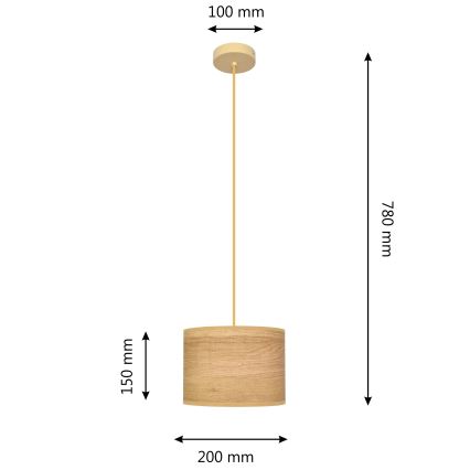 Lestenec na vrvici ALBA 1xE27/15W/230V premer 20 cm rjava