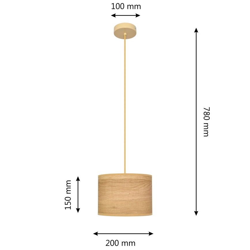 Lestenec na vrvici ALBA 1xE27/15W/230V premer 20 cm rjava