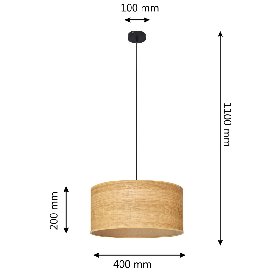 Lestenec na vrvici ALBA 1xE27/15W/230V premer 40 cm rjav/črn