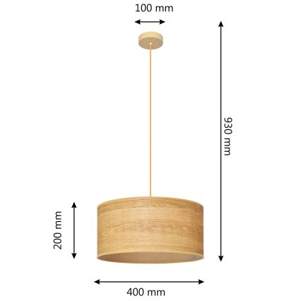 Lestenec na vrvici ALBA 1xE27/15W/230V premer 40 cm rjava