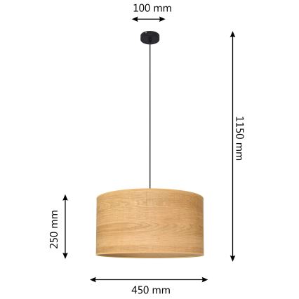 Lestenec na vrvici ALBA 1xE27/15W/230V premer 45 cm rjav/črn