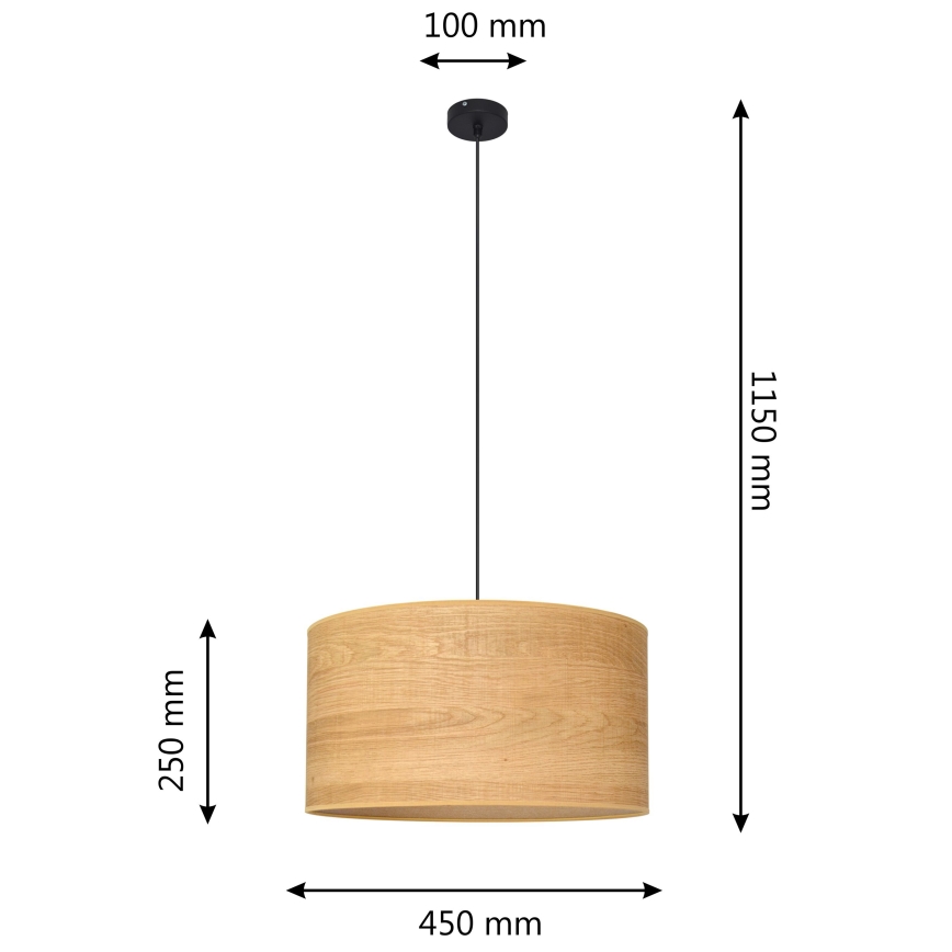 Lestenec na vrvici ALBA 1xE27/15W/230V premer 45 cm rjav/črn