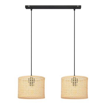 Lestenec na vrvici ALBA 2xE27/15W/230V ratan/črna