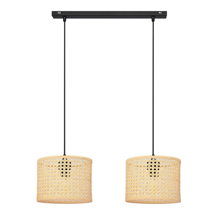 Lestenec na vrvici ALBA 2xE27/15W/230V ratan/črna