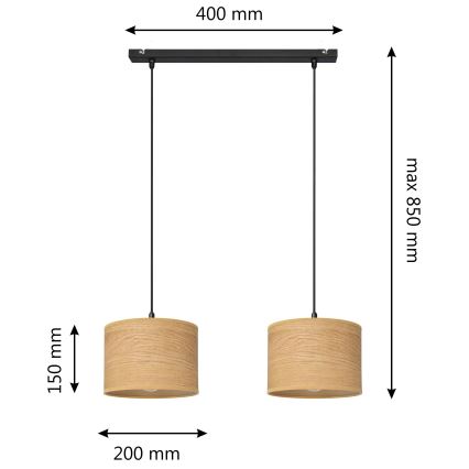 Lestenec na vrvici ALBA 2xE27/15W/230V rjav/črn
