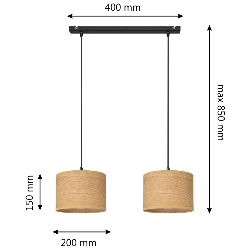 Lestenec na vrvici ALBA 2xE27/15W/230V rjav/črn