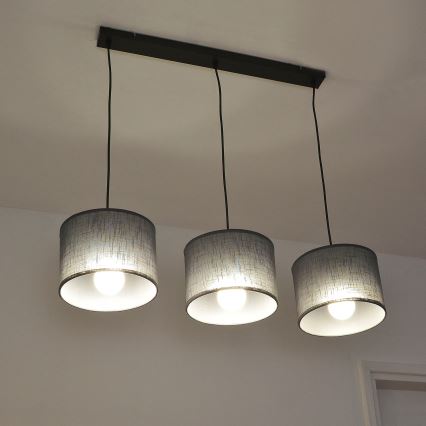Lestenec na vrvici ALBA 3xE27/15W/230V siva