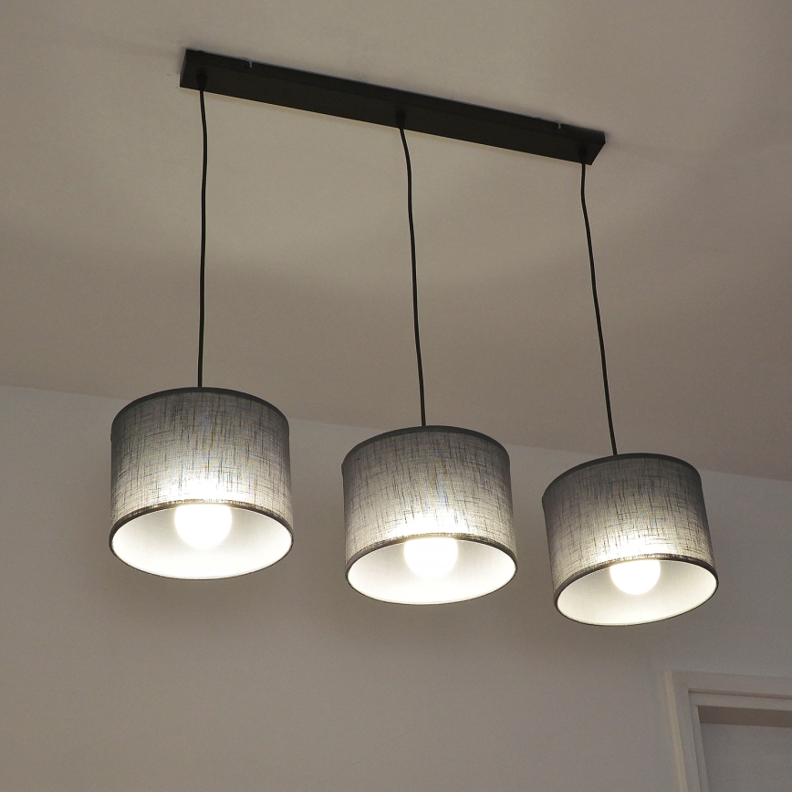 Lestenec na vrvici ALBA 3xE27/15W/230V siva