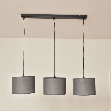 Lestenec na vrvici ALBA 3xE27/15W/230V siva