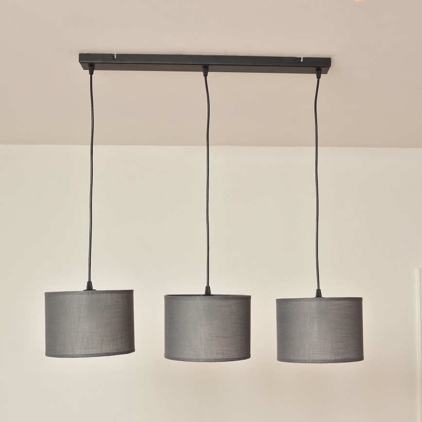 Lestenec na vrvici ALBA 3xE27/15W/230V siva