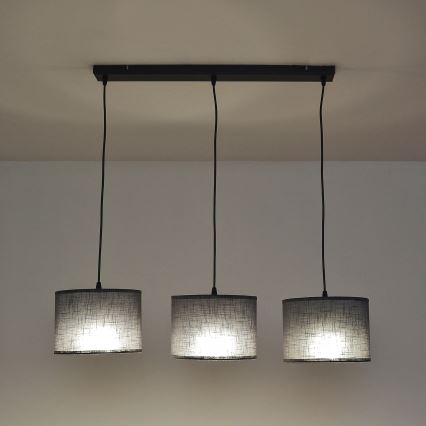 Lestenec na vrvici ALBA 3xE27/15W/230V siva