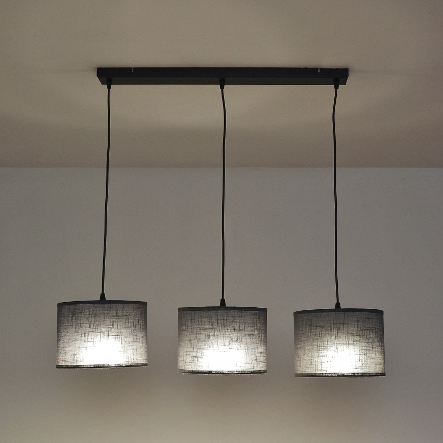Lestenec na vrvici ALBA 3xE27/15W/230V siva