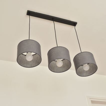 Lestenec na vrvici ALBA 3xE27/15W/230V siva